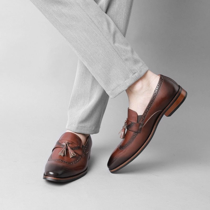 Loafers Heren Exotische Instapbrogueloafers - Bruin