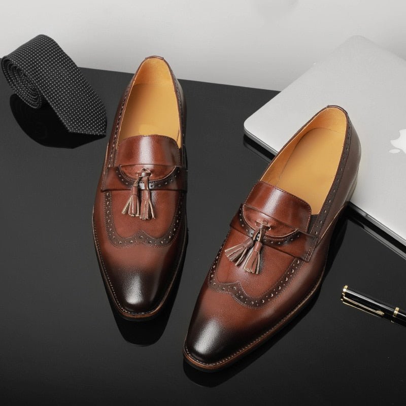 Loafers Heren Exotische Instapbrogueloafers - Bruin