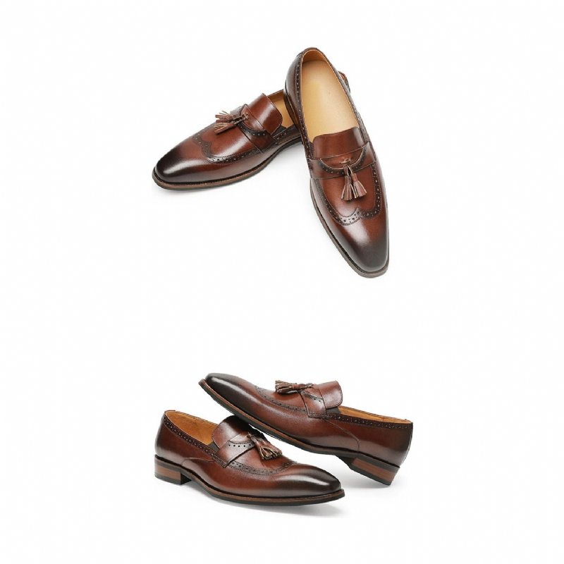 Loafers Heren Exotische Instapbrogueloafers - Bruin