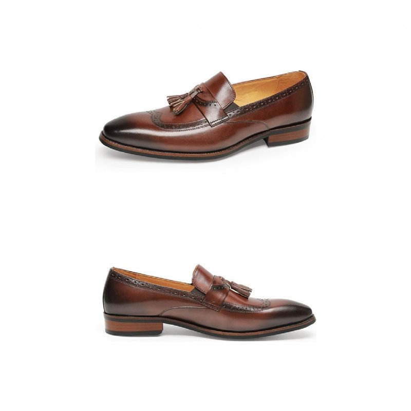 Loafers Heren Exotische Instapbrogueloafers - Bruin