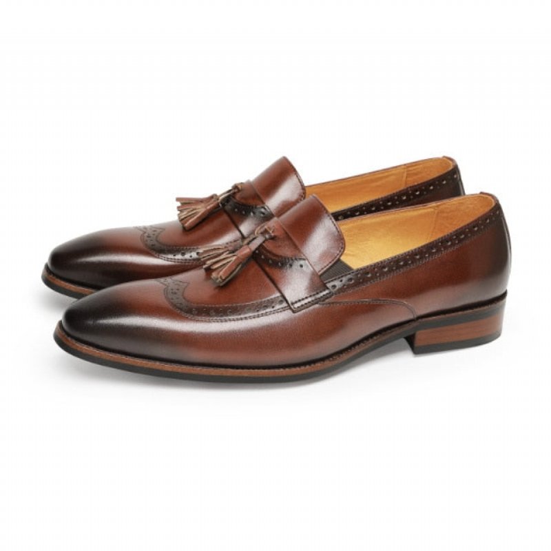 Loafers Heren Exotische Instapbrogueloafers - Bruin