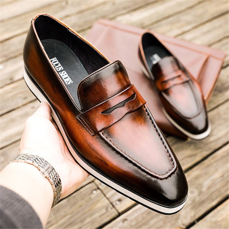 Loafers Heren Exotische Instapbrogues Met Puntige Neus - Koffie