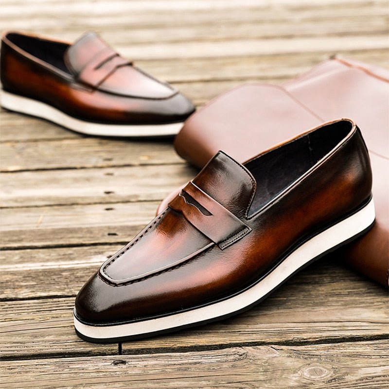 Loafers Heren Exotische Instapbrogues Met Puntige Neus - Koffie