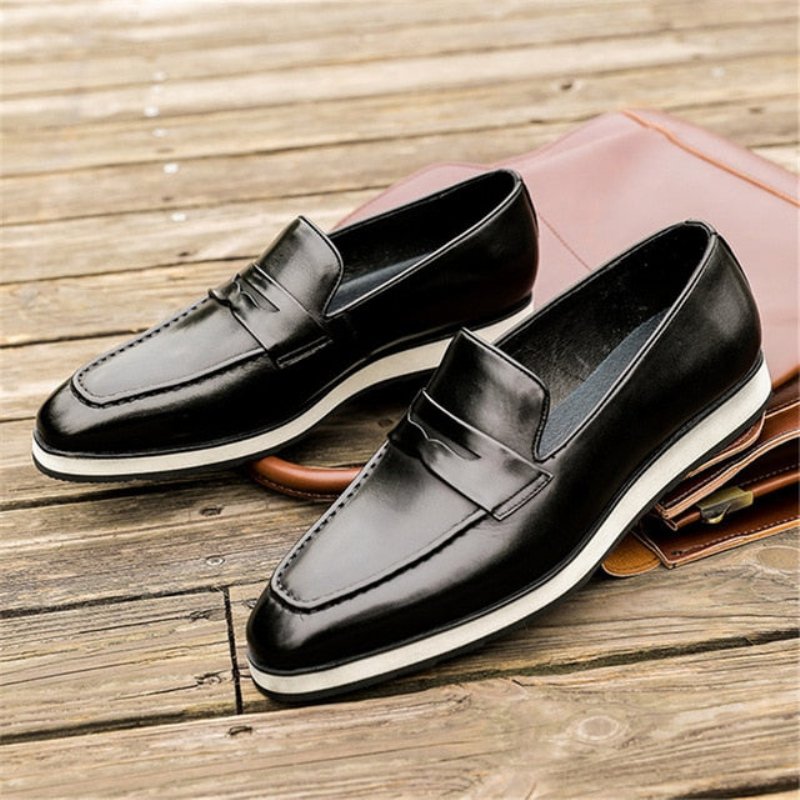 Loafers Heren Exotische Instapbrogues Met Puntige Neus - Zwart