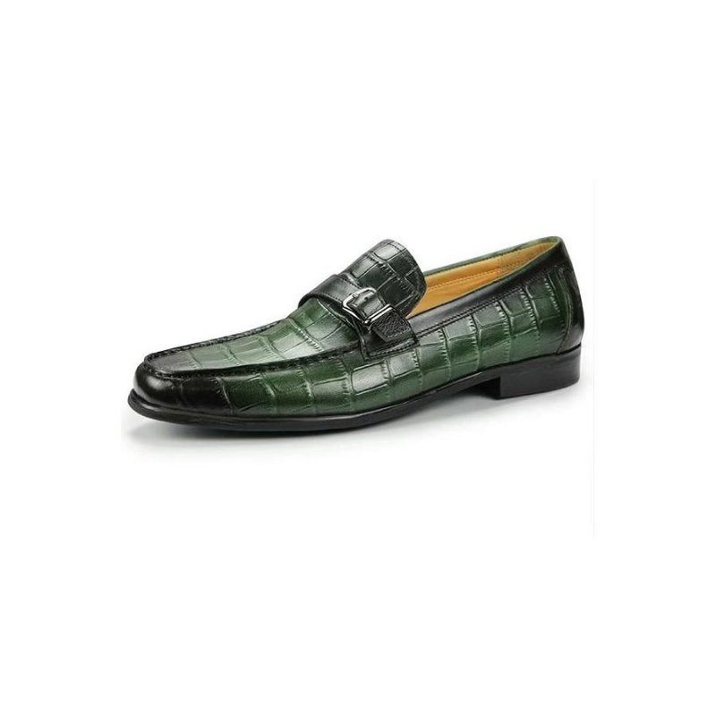 Loafers Heren Exotische Instaploafers Krokodillenleer Met Metalen Neus