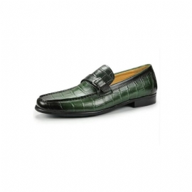 Loafers Heren Exotische Instaploafers Krokodillenleer Met Metalen Neus