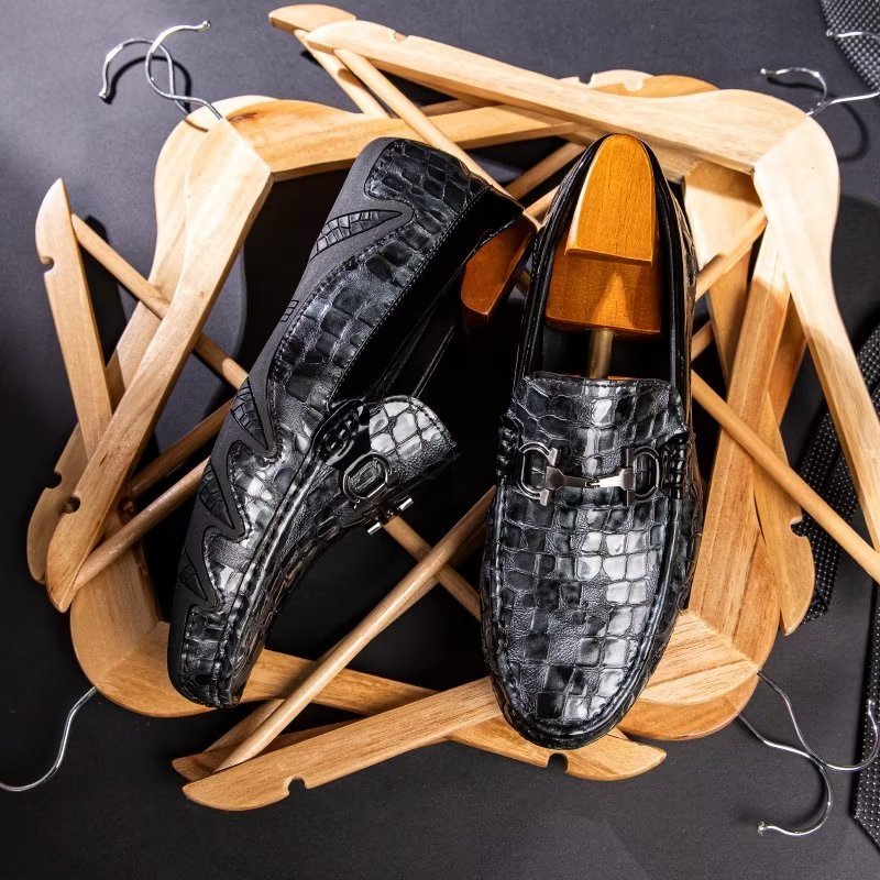 Loafers Heren Exotische Instaploafers Met Metalen Neus - Zwart