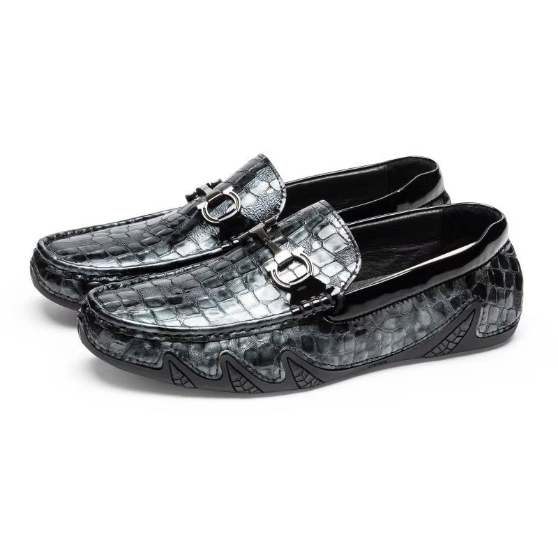 Loafers Heren Exotische Instaploafers Met Metalen Neus - Zwart