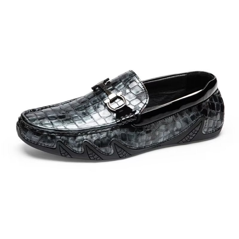 Loafers Heren Exotische Instaploafers Met Metalen Neus - Zwart