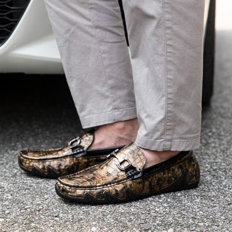 Loafers Heren Exotische Instaploafers Met Metalen Neus - Goud