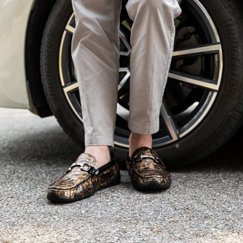 Loafers Heren Exotische Instaploafers Met Metalen Neus - Goud