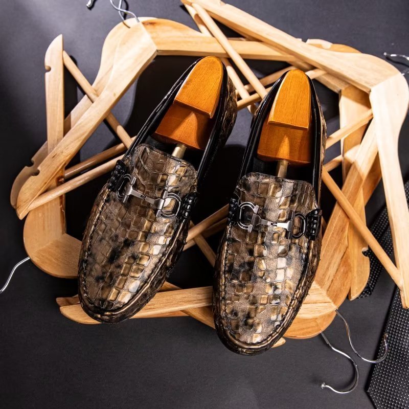 Loafers Heren Exotische Instaploafers Met Metalen Neus - Goud