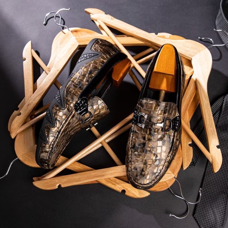 Loafers Heren Exotische Instaploafers Met Metalen Neus - Goud