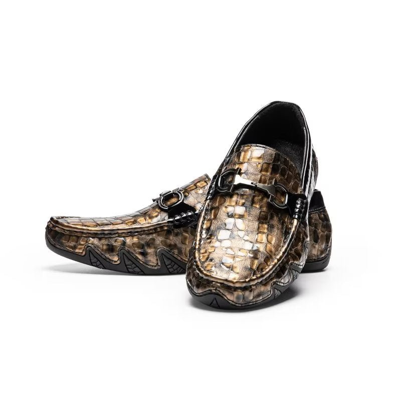 Loafers Heren Exotische Instaploafers Met Metalen Neus - Goud