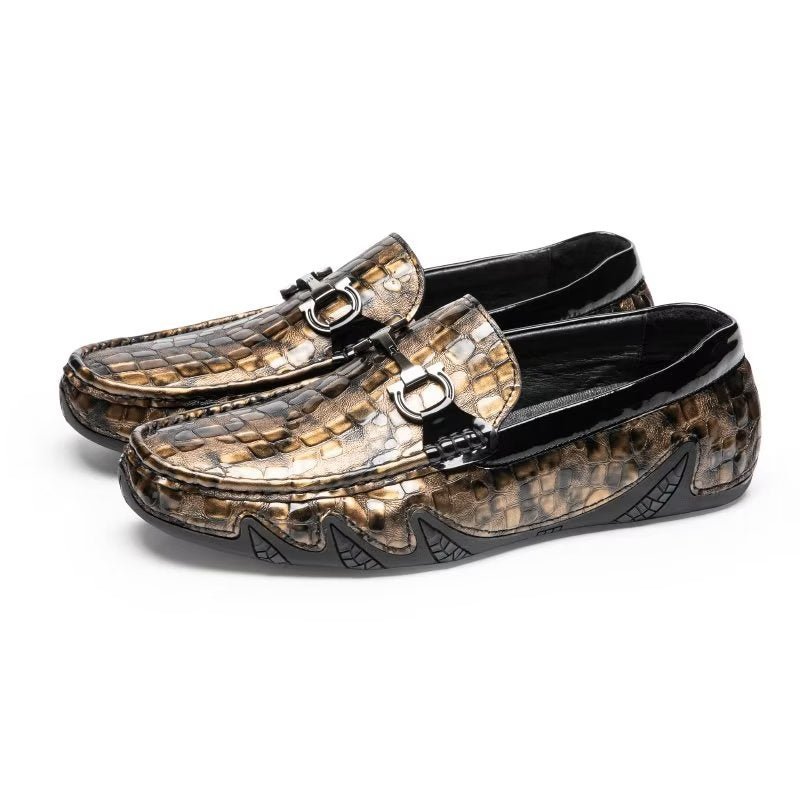 Loafers Heren Exotische Instaploafers Met Metalen Neus - Goud