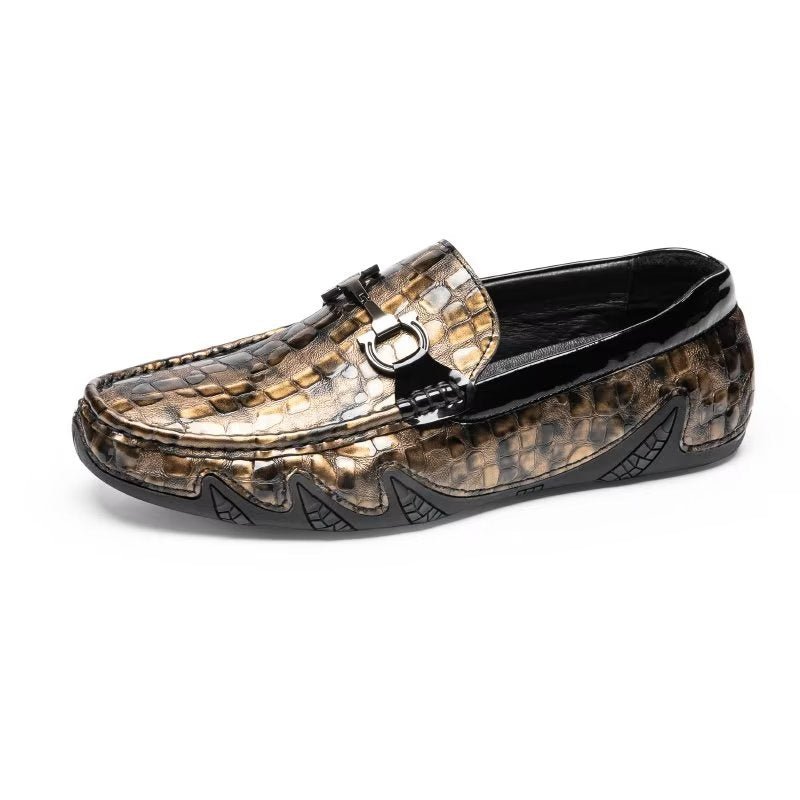 Loafers Heren Exotische Instaploafers Met Metalen Neus - Goud