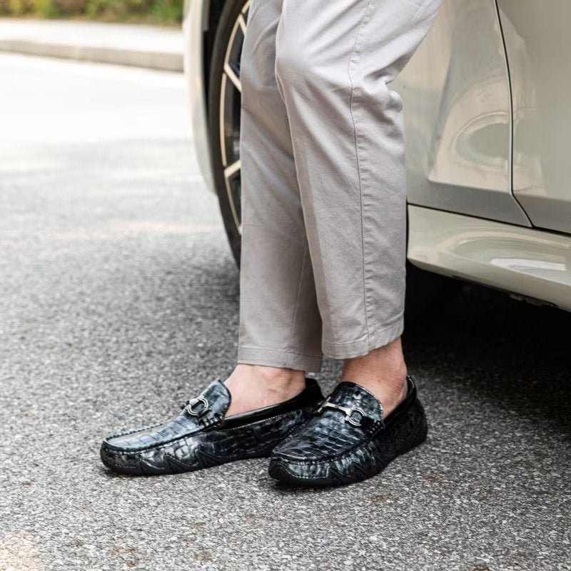 Loafers Heren Exotische Instaploafers Met Metalen Neus - Zwart