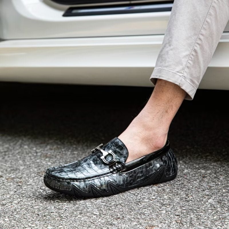 Loafers Heren Exotische Instaploafers Met Metalen Neus - Zwart