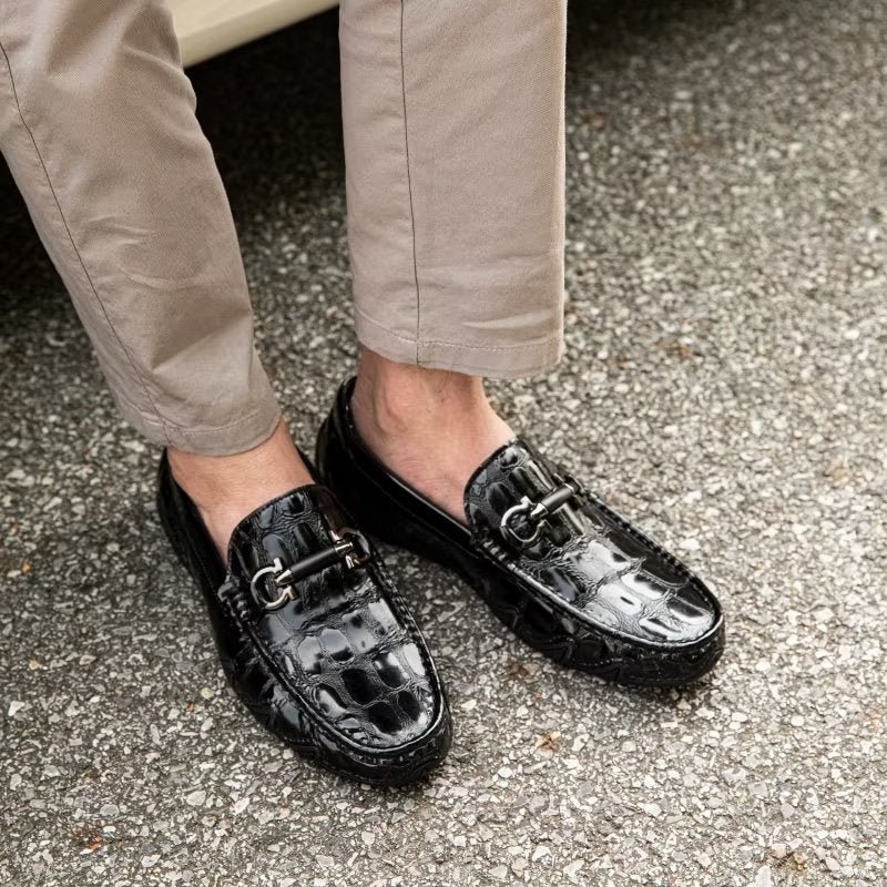 Loafers Heren Exotische Instaploafers Met Metalen Neus - Zwart