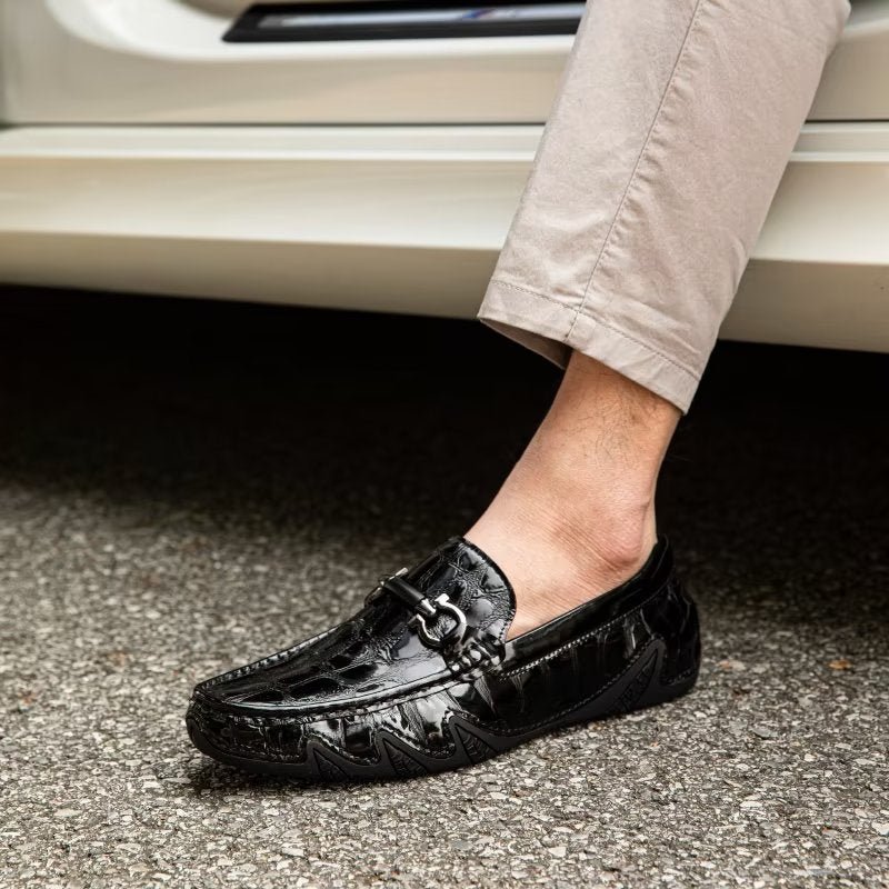 Loafers Heren Exotische Instaploafers Met Metalen Neus - Zwart