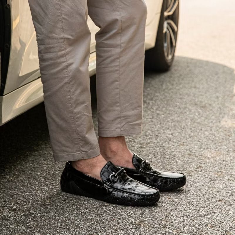 Loafers Heren Exotische Instaploafers Met Metalen Neus - Zwart