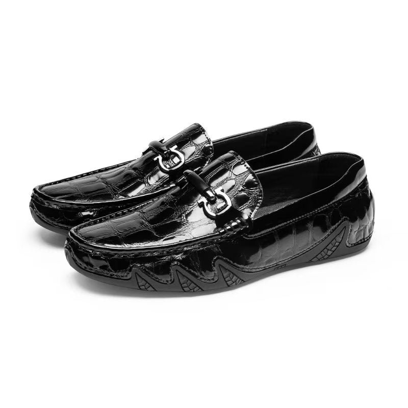 Loafers Heren Exotische Instaploafers Met Metalen Neus - Zwart