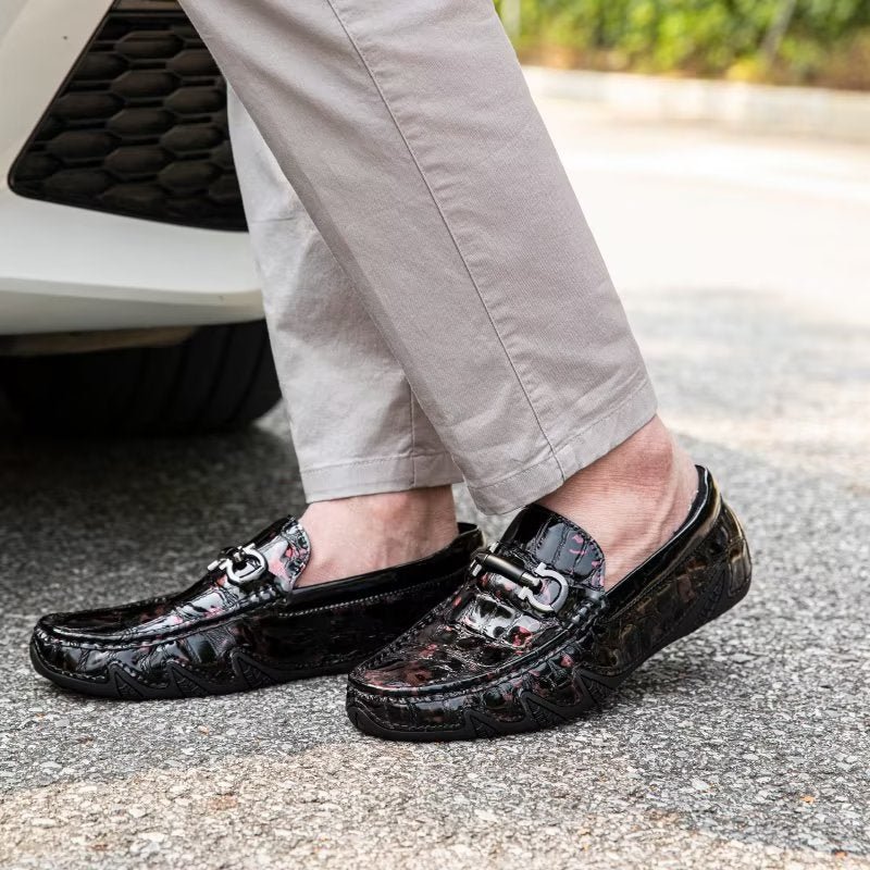 Loafers Heren Exotische Instaploafers Met Metalen Neus - Rood