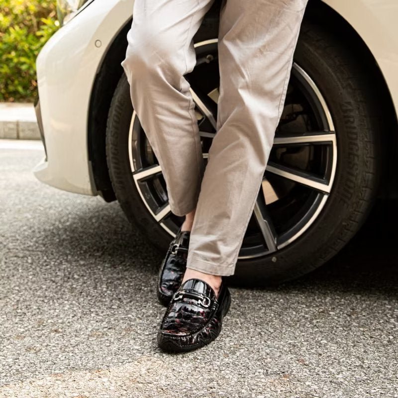 Loafers Heren Exotische Instaploafers Met Metalen Neus - Rood