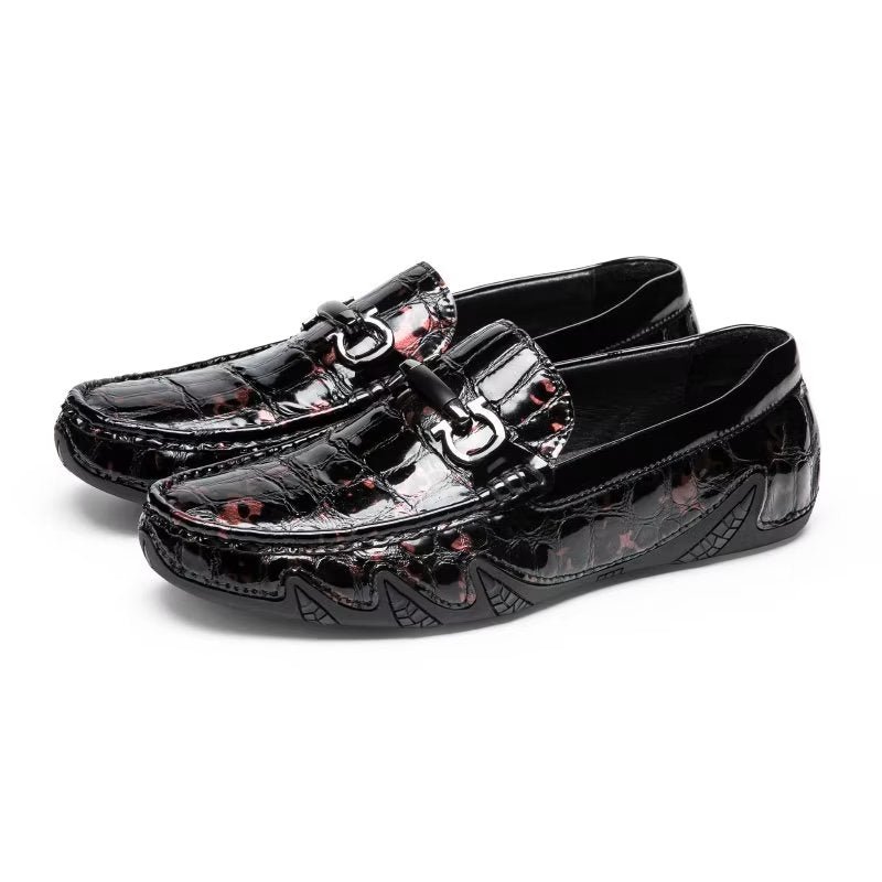 Loafers Heren Exotische Instaploafers Met Metalen Neus - Rood