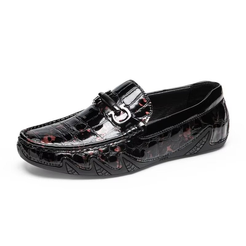 Loafers Heren Exotische Instaploafers Met Metalen Neus - Rood