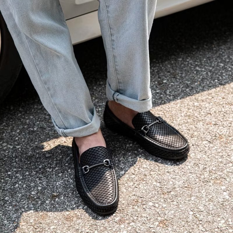 Loafers Heren Exotische Instaploafers Met Metalen Neus - Zwart