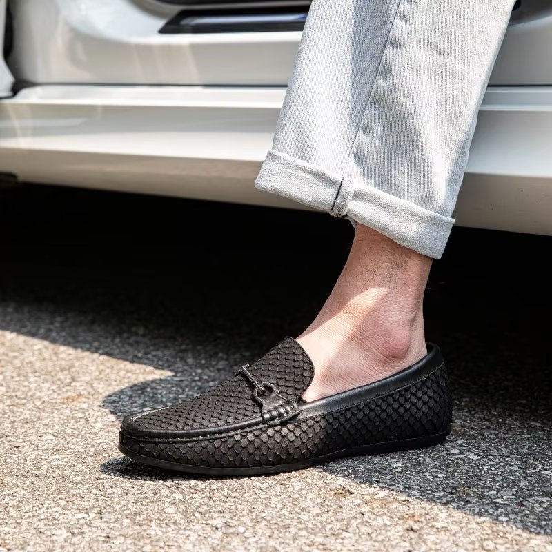 Loafers Heren Exotische Instaploafers Met Metalen Neus - Zwart