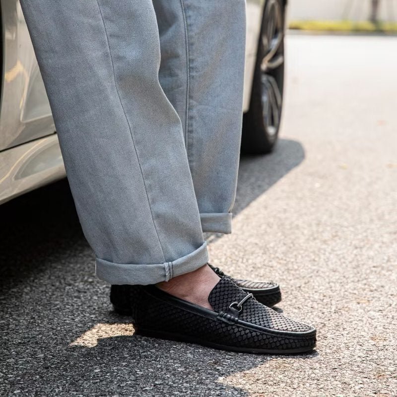 Loafers Heren Exotische Instaploafers Met Metalen Neus - Zwart