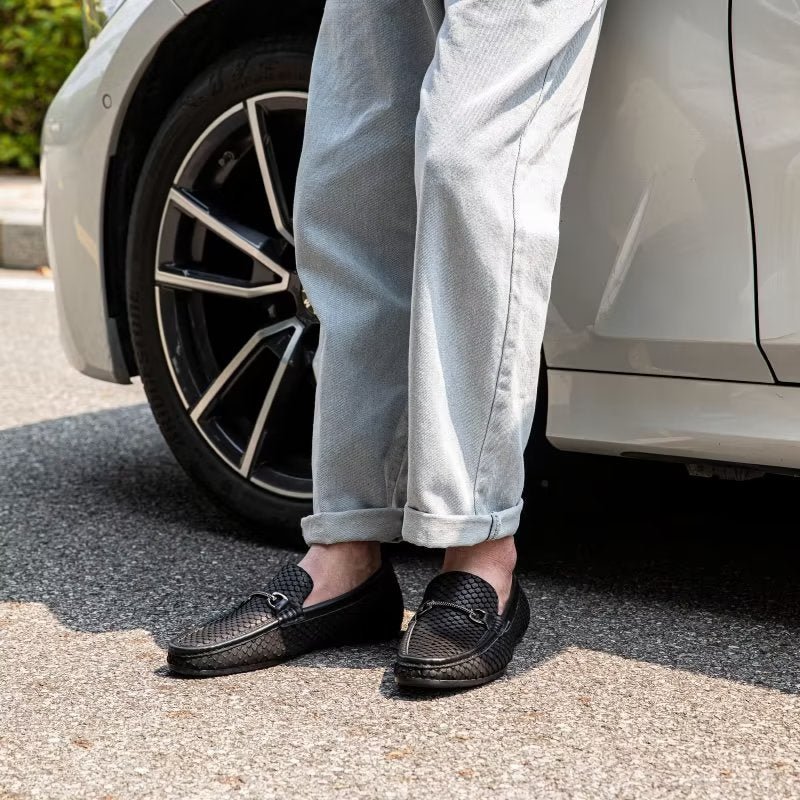 Loafers Heren Exotische Instaploafers Met Metalen Neus - Zwart