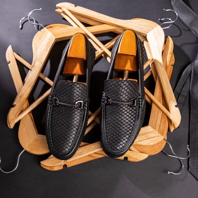 Loafers Heren Exotische Instaploafers Met Metalen Neus - Zwart