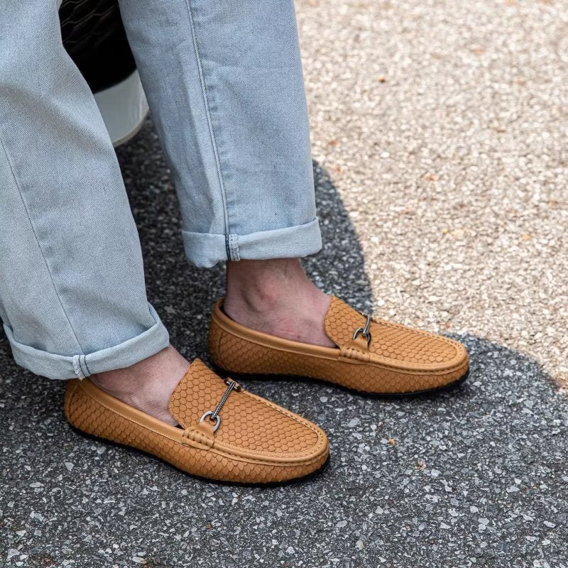 Loafers Heren Exotische Instaploafers Met Metalen Neus - Bruin