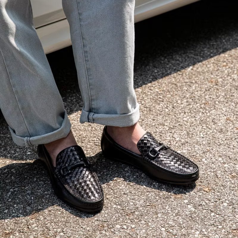 Loafers Heren Exotische Instaploafers Met Metalen Neus - Zwart