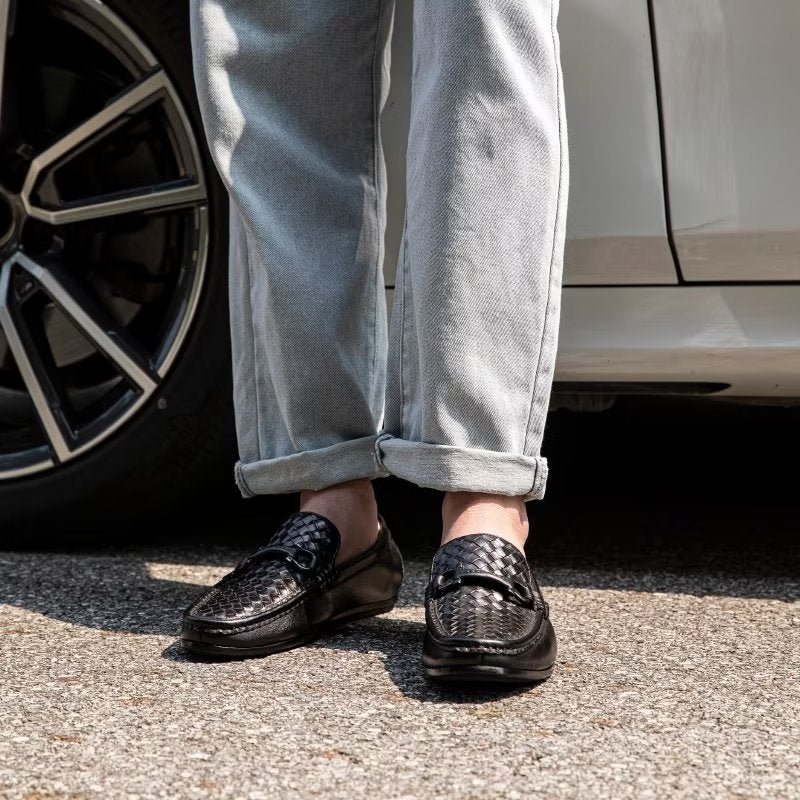 Loafers Heren Exotische Instaploafers Met Metalen Neus - Zwart