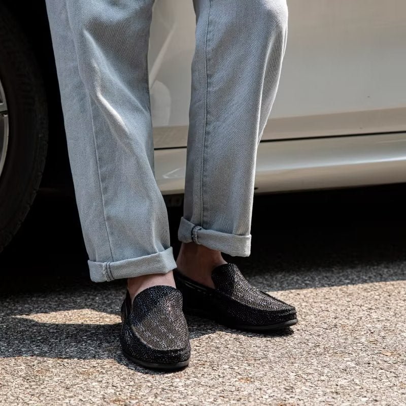 Loafers Heren Exotische Instaploafers Met Metalen Neus - Zwart