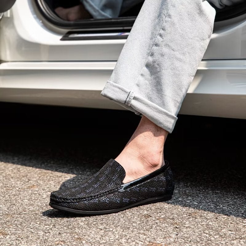 Loafers Heren Exotische Instaploafers Met Metalen Neus - Zwart