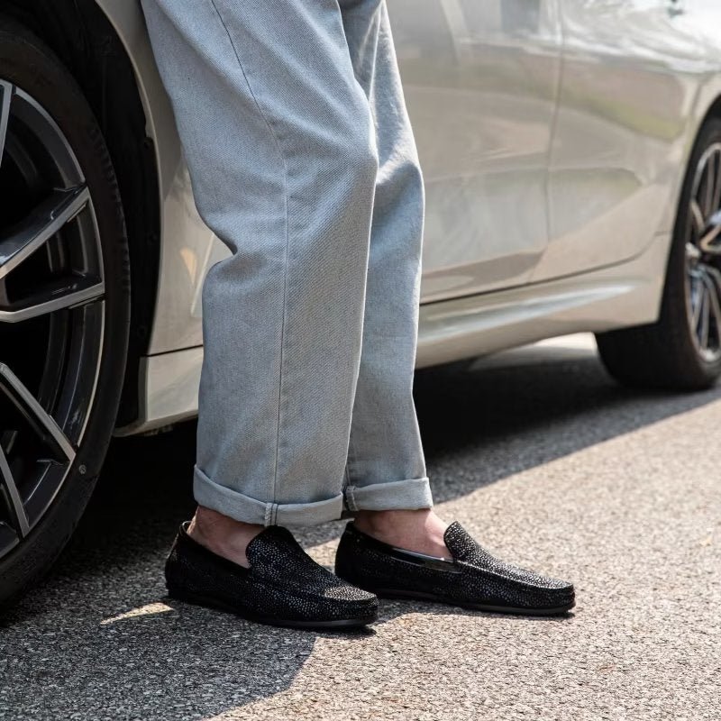 Loafers Heren Exotische Instaploafers Met Metalen Neus - Zwart