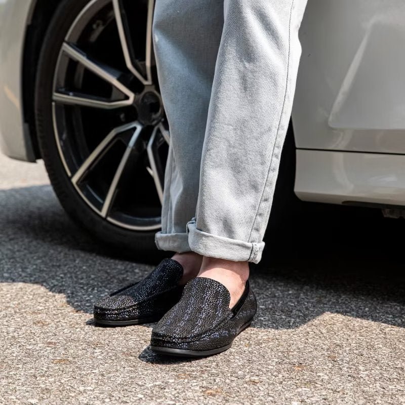 Loafers Heren Exotische Instaploafers Met Metalen Neus - Zwart