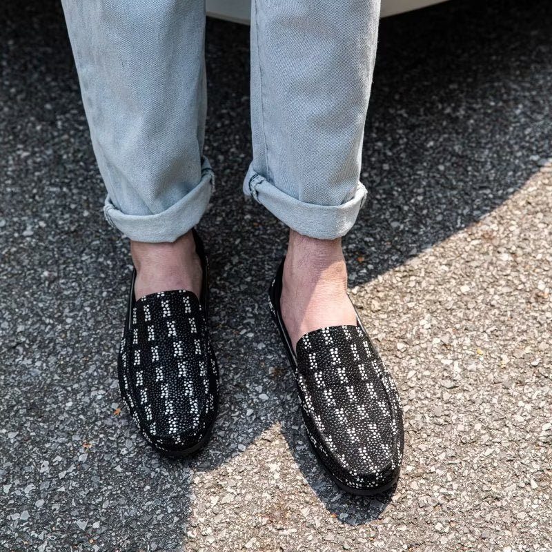 Loafers Heren Exotische Instaploafers Met Metalen Neus - Zwart