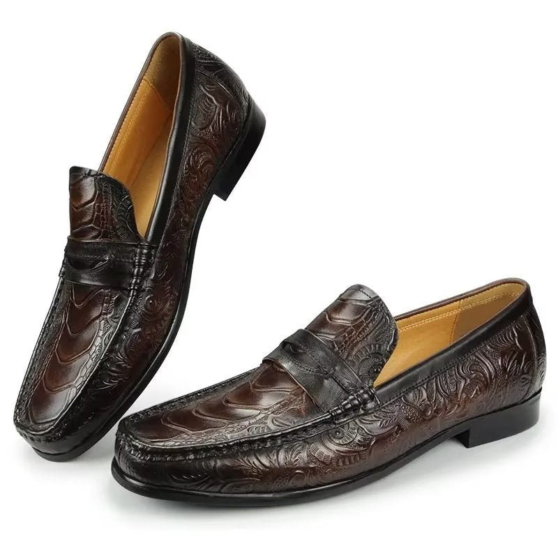 Loafers Heren Exotische Instaploafers Met Metalen Neus - Koffie