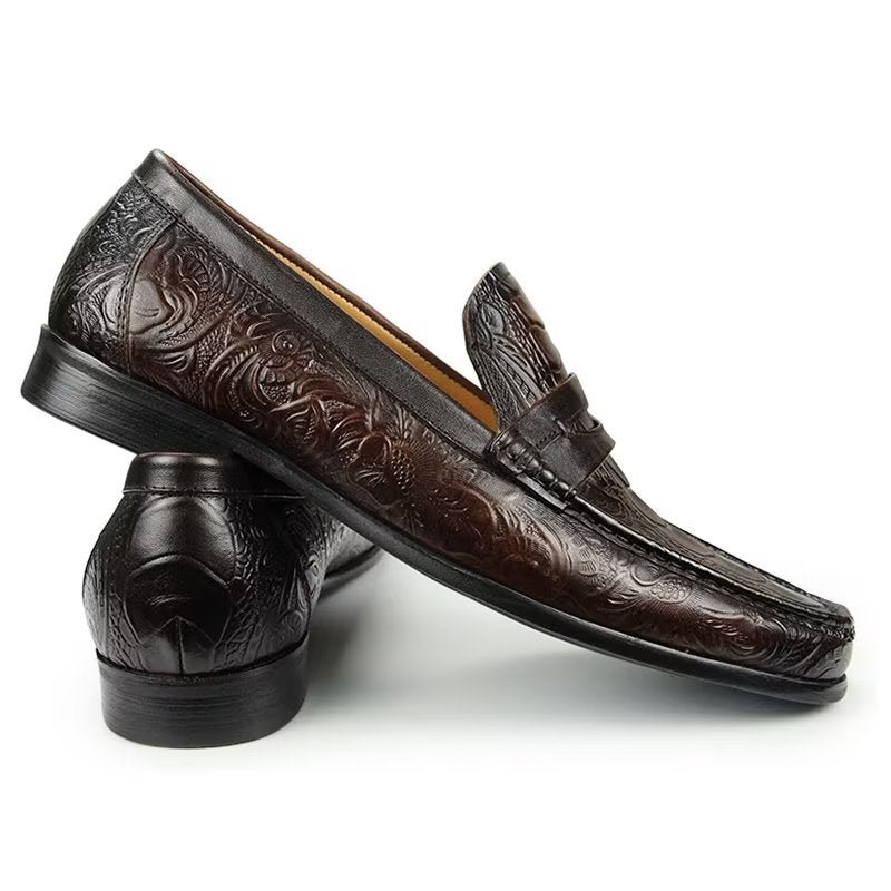 Loafers Heren Exotische Instaploafers Met Metalen Neus - Koffie