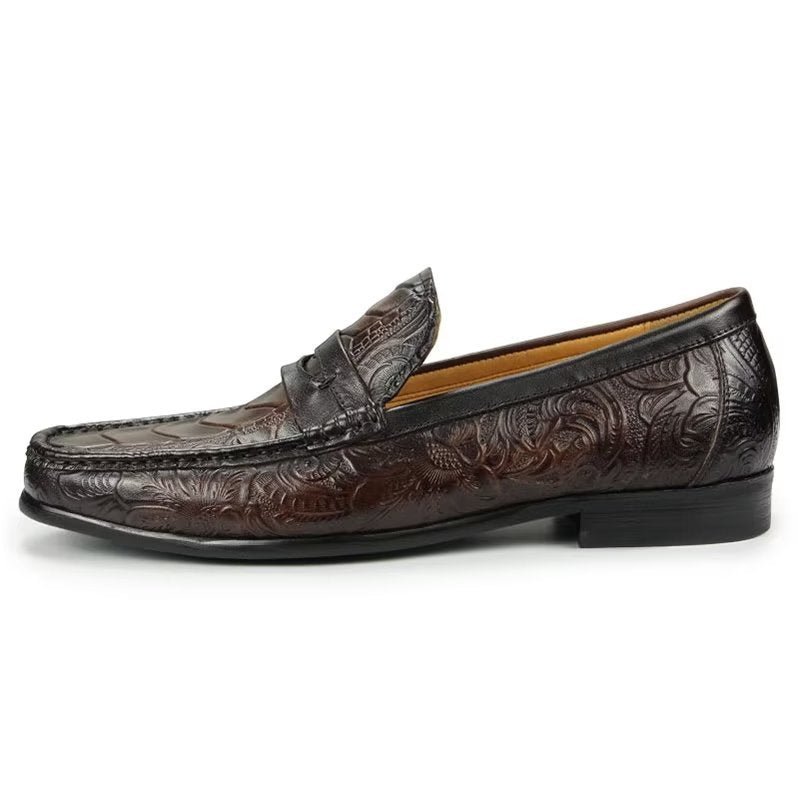 Loafers Heren Exotische Instaploafers Met Metalen Neus - Koffie