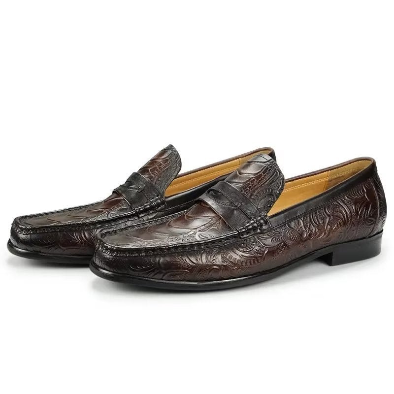 Loafers Heren Exotische Instaploafers Met Metalen Neus - Koffie