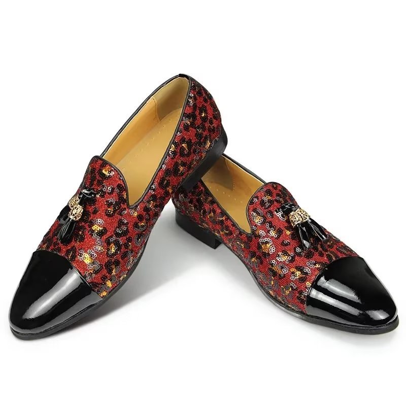 Loafers Heren Exotische Instaploafers Met Metalen Neus - Rood