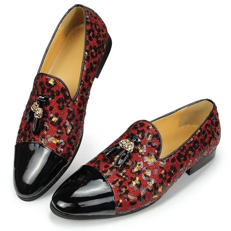 Loafers Heren Exotische Instaploafers Met Metalen Neus - Rood