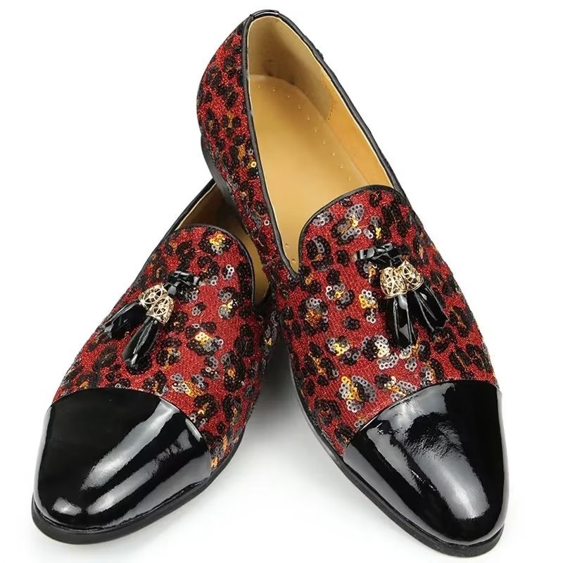 Loafers Heren Exotische Instaploafers Met Metalen Neus - Rood